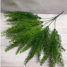 40cm5 Fork Artificial Grass Bunch Green Plastic Plant Leaves Indoor and Outdoor Flower Pot Material Fence Garden Home Decoration