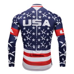 USA Men Cycling Sweater Long Sleeve Road Jersey Bike Clothes MTB Top Downhill Jacket Ideal Wear Sport Shirt Gift Coat Bib Golf