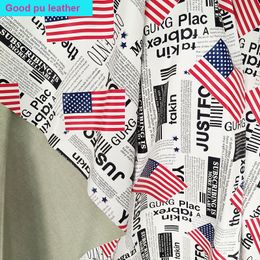 Good PU Leather USA Flag Printed Faux Leather Fabric For Bag PU Leather Clothing Fabric Synthetic Leather Sewing Diy Pants Sofa