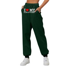 I LOVE MY GIRLFRIEND Love printed thickened pants for men and women's casual sports pants US SIZE