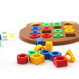 Children Montessori Toys Geometric Shape Colour Matching Board Game Preschool Sensory Educational Learning Toy for Kids Boys Girl