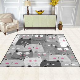 Grey Cat Carpet Living Room Children's Small Outdoor Indoor Non-slip Dormitory Area Carpet Soft and Comfortable Size 5'9'x 9'8'