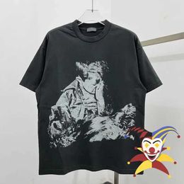 Men's T-Shirts Vintage Damaged ERD T Shirt Men Women Graffiti Washed Cracked Print Tee Top Oversize T-Shirt J240409