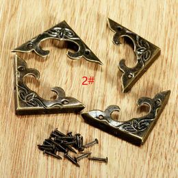 4Pcs Practical Antique Brass/Gold Metal Book Scrapbooking Album Menu Folder Corner Protector Corner Wooden Box Corner with Srew