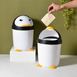 Penguin Trash Can Household Bathroom Toilet Bedroom Living Room Garbage Bin Kitchen Plastic Dustbins Sundries Barrel Waste Box