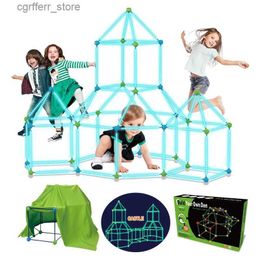 Toy Tents 3D Construction Toys Fort Play Tent Child DIY Fort Building Tunnel Play Tent Indoor in The Dark Fort Building Kit for Kids Gift L410