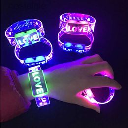 Led Rave Toy 5/10/20Pc Led Bracelet Glow Light Up Bracelets LOVE Flashing Wristband Glowing Bangle Glow in The Dark Rave Christmas Party Toys 240410