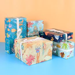 10pcs 50x70cm Sea Creatures Underwater World Pattern Tissue Papers for Gift Box Packaging Kids Birthday Gift Paper Wrapping