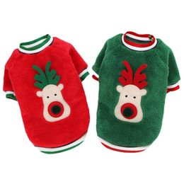 Warm Christmas Pets Clothes for Small Dogs Winter Soft Fleece Dog Sweater Cute Elk Print Pet Clothing for Chihuahua Puppy Cat