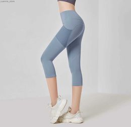 Yoga Outfits Yoga Pants Women with Pocket Capris Cropped Leggings Sport Girl Gym Pants Tummy Control Jogging Tights Female Fitness Trouers Y240410