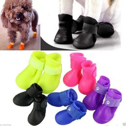 4Pcs Dog Cat Rain Protective Boots Waterproof Puppy Pet Shoes Boots Anti-Slip