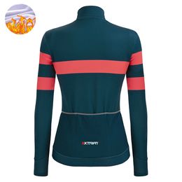 XTRIAT-Winter Cycling Jersey for Women, Thermal Fleece Jacket, Long Sleeve Bicycle Clothes, MTB Mountain Bike Wear, Warm Coat