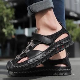 Casual Shoes Summer Genuine Leather Outdoor Sandals Men Roman Comfortable Beach Walking Male Non-Slip Hand Sewn Breathable