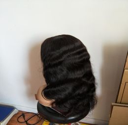 Brazilian Virgin Human Hair Wig 360 Lace front Black Color Pre Plucked Natural hairline Bleach Knot body wave8729106