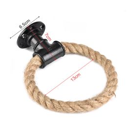 Rope Towel Ring Wall Mount Hand Towel Rings Heavy Duty Solid Towel Holder for Bathroom Rust-Proof Natural Rustic Rope Decoration