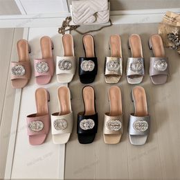 Glitter Two G logo Luxury Slides Crystal Diamonds Designer slipper Sandals Women black white pink Slippers Letter Summer Beach Comfortable Ladies Low Heel Sandal