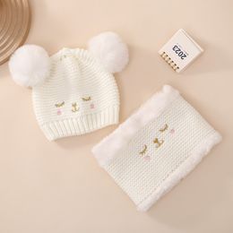 Citgeett Autumn Infant Baby Girl Winter Warm Beanie Hat Soft Knitted Cap and Fleece Lined Scarf Set Costume Accessories