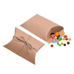 10/20/30Pcs Kraft Paper Pillow Candy Box Christmas Gift Packaging Boxes Candy Bags Wedding Baby Shower Birthday Party Decoration