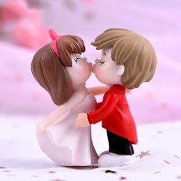 2pcs/set Romantic Couples Miniature Mini Doll DIY Figurines Fairy Garden Decor Valentine's Day Gift Home Accessories