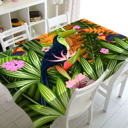 Tropical Leaf Printing Waterproof Table Tablecloth Rectangular Household Dining Room Table Cover Coffee Table Runner Tablecloth