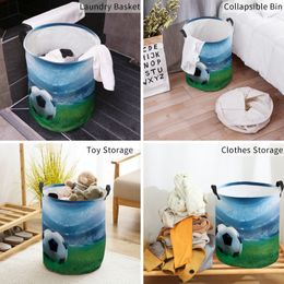 Football Sports Stadium Soccer Dirty Laundry Basket Foldable Waterproof Home Organiser Basket Clothing Kids Toy Storage Basket