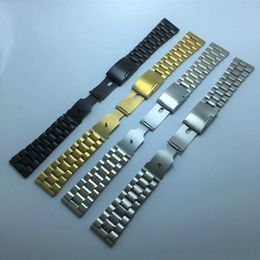 Watch Bands 14 16 18 19 20 21 22 24 26mm High Quality Five Beads Solid Stainless Steel Wristwatch Band Universal Watches Straps With ToolL2404