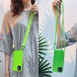 Crossbody Lanyard Neck Strap Cord Case For Samsung Galaxy Ultra S20 S21 S22 Plus Note FE Matte Silicone Cover