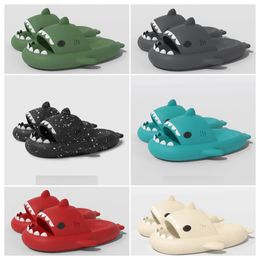 Top Luxury Designer Quality shoes sandal Summer Shark Slippers Shark Slides black white Thick Soled Shoes Kids flat sandals Gradient Flip Flops