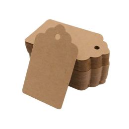 100pcs Blank Kraft Jewellery Paper Tag Brown Lace Scallop Head Tag Luggage Wedding Note DIY Blank Price Tag Kraft Paper Giift