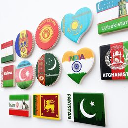 Asian Countries National Flags Fridge Stickers Creative Iran Afghanistan India Flags Fridge Magnets Cute Home Decoration