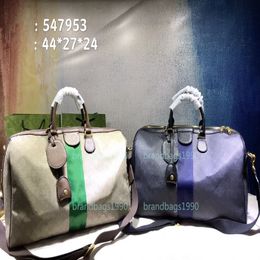 44 Cm Classical Women Travel Bag fashion Men Travelling genuine leather Trim luggage duffel bags Canvas handbag259C
