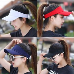 Summer Sun Hats Men Women Cotton Adjustable Visor UV Protection Top Empty Solid Sport Tennis Golf Running Sunscreen Baseball 240403