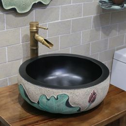 Creative Lotus Leaf Bathroom Sinks Modern Toilet Wash Basins Simple Round Washing Sink Light Luxury Kitchen Counter Basin Sink