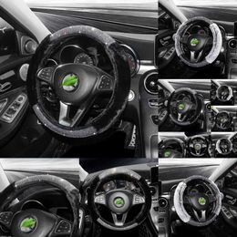 New Rhinestone Steering Wheel Cover Plush Auto Grip Winter Warm Bling Car Accessories Interior for Girl Women