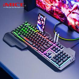 Keyboards USB Wired 104 Keys Gaming Keyboard RGB Backlight Keyboard with Phone Stand Holder for Computer Desktop Laptop PC Gamer