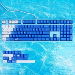 Accessories 104+24 XDA Keycaps Set PBT Dye Sublimation ANSI ISO Layout for GK61 64 68 84 87 104 108 Mechanical Keyboards (Sea Ripples)