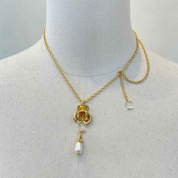 2024 Luxury quality charm pendant necklace with flower designer in 18k gold plated drop earring have stamp box PS7677B