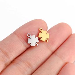BSP0 Pendant Necklaces 5Pcs/Lot Stainless Steel Lucky Four-leaf Clover Charms Pendants for DIY Necklace Earrings Jewellery Making Accessories Findings 240410