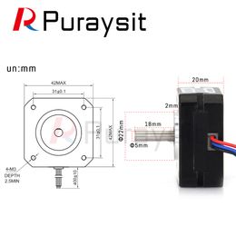 Puraysit Nema 17 Stepper Motor 20mm 16Ncm 1A Nema17 Step Motor 4-Lead 17HS08-1004S Motor for CNC Extruder 3D Printer Motor