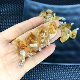 Natural Citrine Charm Pendant Healing Crystals Enegry Stone For Diy Jewelry Making Pendant Irregular Yellow Pagoda Crystal