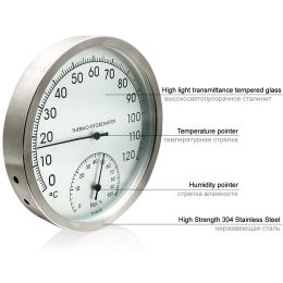 New Wall Mounted Temperature Humidity Meter Thermometer & Hygrometer For Sauna Room Household