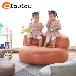 OTAUTAU Children Sofa Faux Leather Bean Bag Chair with Filling Comfy Lazy Couch Pouf Ottoman Corner Seat Kids Furniture SF013