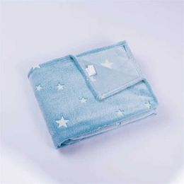 Blankets Decorative Sofa Blanket Sky Blue Stars Luminous Glow in Dark Kids Napping Blanket Magical Dress for New Year 2022