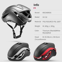 ROCKBROS Bicycle Helmet Men Ultralight Integrally-molded Cycling Helmet Magnetic-Snap Buckle Road Bike Safely Cap Fits 55-61cm