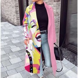 2024 Autumn Designer womens jacket oversized Womens Wear Multiple Coloured Chequered Long Sleeved Lapel Coat with Printed Dragon and Phoenix Woollen Coat XX7U