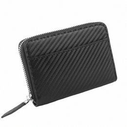 customized Carb fiber straw mat pattern Men's Women's Zipper Small Wallet Coin Purse High Quality Credit Busines Card Holder s0LS#