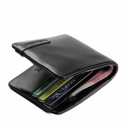 bison DENIM Men's Wallet Leather Billfold Slim Cowhide Credit Card Holders Inserts Coin Purses Luxury Busin Foldable Wallet z5CB#