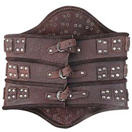 Women Mediaeval PU Leather Wide Belt Viking Pirate Elf Waist Armour Steampunk Accessory Knight Cosplay Costume Corset Cinch Props