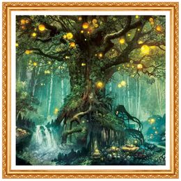Forest Light Tree 5d Diy Diamond Painting Full Square Cross Stitch Embroidery Drill Needlework DM428