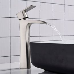 Chrome Bath Basin Brass Faucet Basin Sink Faucet Waterfall Spout Glass Bathroom Crane Cold&Hot Water Mixer Taps Bathroom faucets